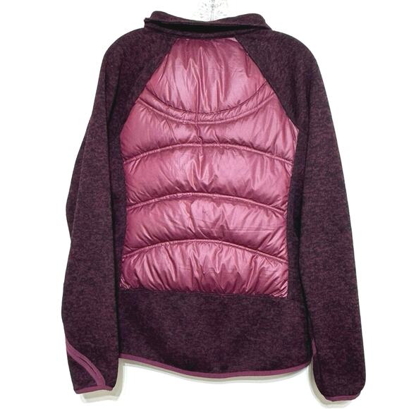 London Fog Women's Full Zip Long Sleeve Down + Knit Puffer Jacket M Burgundy - Picture 8 of 11